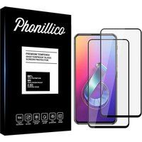 Phonillico® Gehard glas voor Asus ZENFONE 6 ZS630KL [Pack 2] Volledig transparante film Zwarte rand glazen schermbeschermer