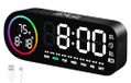 Vinabo Digitale led-wekker, 7 kleuren, digitale klok met temperatuurweergave, 5 helderheidsniveaus, dubbel alarm, snooze, USB, 12/24 uur, verlichte wekker voor kinderen en volwassenen (zwart)
