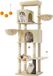 Feandrea Arbre à chat, 75" HAUT ARBRE À CHAT avec plusieurs niveaux, 2 condos, 2 lits, 5 poteaux à gratter, auto-soins, perchoir, hamac, beige sable