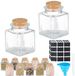 TRANKIELO® - Set de 12 pots à épices carrés avec couvercle en liège – 50ml hermétique, étiquettes et marqueur pour herbes