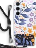 Case Company® - Samsung Galaxy A35 5G Case with Cord - Flowers with blue leaves - Black Cord - Back Cover