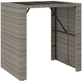vidaXL Bartafel met glazen blad, grijs, 105x80x110 cm, polyrotan