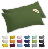 Lavea® Zijslaapkussenslopen 40x145 cm Set van 2 – Kussenhoezen van 100% Zachte en Ademende Jersey Katoen met YKK Ritssluiting – Olijfgroen