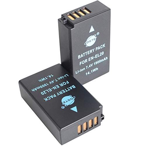 DSTE 2pcs EN-EL20 EN-EL20a ENEL20 Batterij compatibel met Nikon 1 J1, 1 J2, 1 J3, 1 S1, 1 V3, 1 AW1