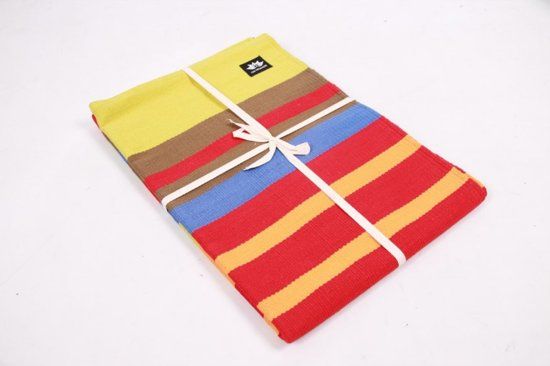 Om Namaste Om Namaste - Katoenen Mysore Yogamat - Blauw/Bruin/Geel/Rood