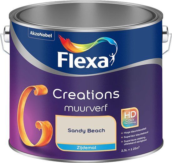 FLEXA Creations - Muurverf Zijde Mat - Sandy Beach - 2,5 Liter