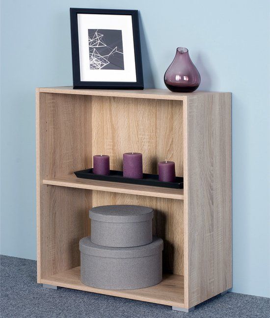 Casaria Boekenkast Vela - 2 Vakken Verstelbaar 77x60x28 cm - Eik