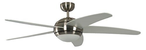 Pepeo Melton Plafondventilator met verlichting en afstandsbediening, nikkel, vleugelkleur wit, 132 cm, voor ruimtes tot 25 m²