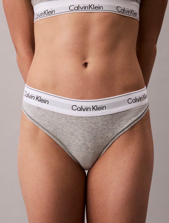 Calvin Klein Dames Onderbroek Thong Lv00qf8518 Grijs Heather Maat M