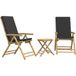 Bambou Ensemble de bistro pliant 3 pcs mobilier de jardin et coussins gris foncé