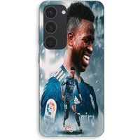 Maniacase Coque Pour Samsung Galaxy S23 Plus Vinicius JR Real Madrid Bleu Wallpaper