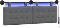 vidaXL Hangend hoofdbord Met LED-verlichting Donkergrijs Stof