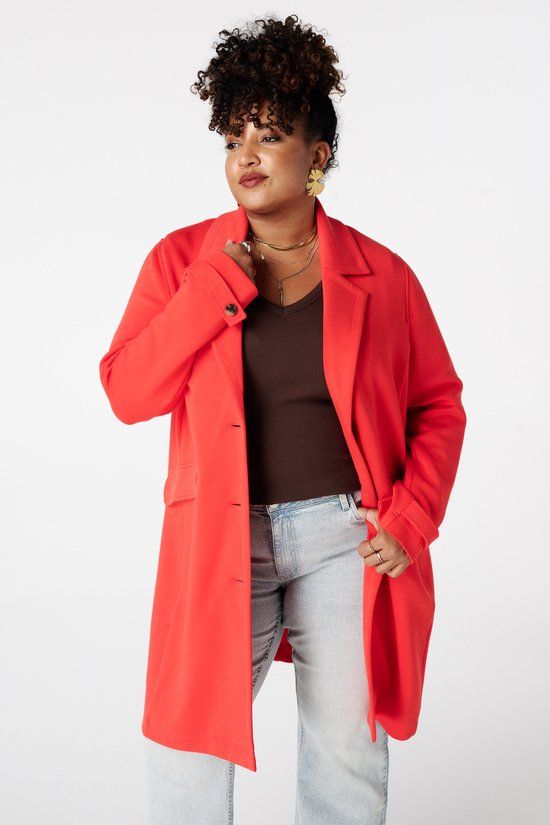 MS Mode Jas Mantel met knoopsluiting - Rood - Maat 52