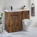 Hudson Reed Ensemble meuble-lavabo & WC - Chêne foncé - Gauche - 110,5 cm - Poignées invisibles noires - Moderne - Cluo-Select