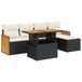 vidaXL 6-delige Loungeset met Kussens, Poly Rattan, Acacia, Zwart