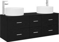 vidaXL Badkamermeubelset 3 st Zwart 49,5 x 44,5 x 65,5 cm Bewerkt hout