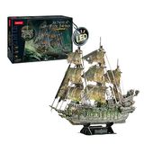 3D Puzzel Piratenschip l Vliegende Hollander l 3D Puzzel Kinderen vanaf 14 Jaar l 3D Puzzels, Modellen om in elkaar te zetten met Led Verlichting, Scheepsmodellen