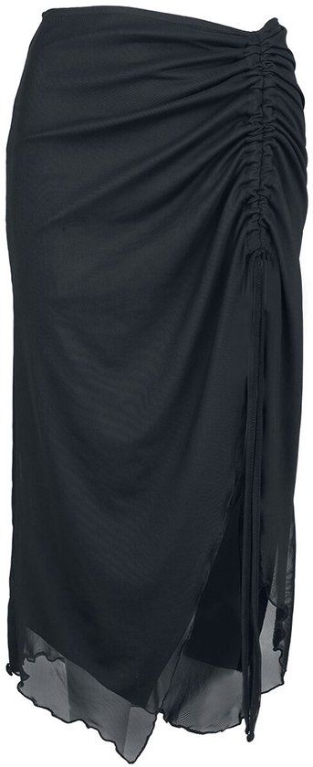 Banned Umbra Mesh Ruched Dames Midirok - zwart