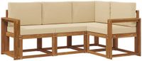 vidaXL - Hoek loungeset - 4 zitplekken - Acacia hout - Natuurlijk en beige