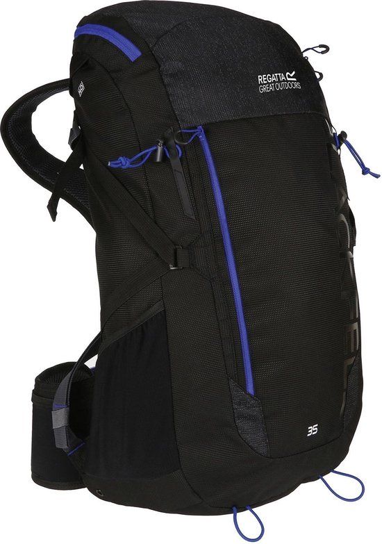 Unisex Sporttas - Zwart/Blauw - 35L - Polyester