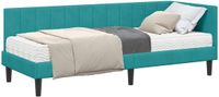 vidaXL Hoekbedframe met Matras Turquoise 80 x 200 cm Fluweel