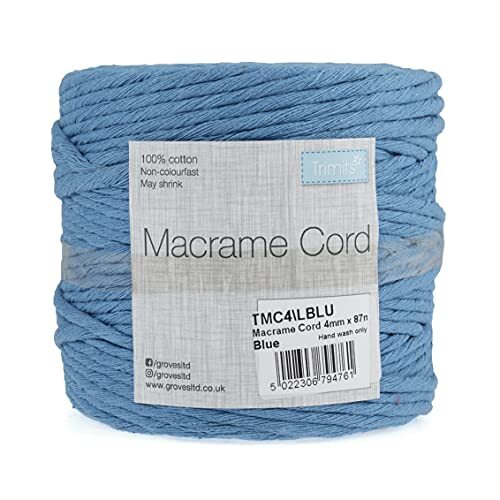 Trimits Natuurlijke Crafting Katoen Twisted Macramé koord, Lichtblauw, 4mm x 87m