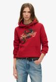 Superdry Tattoo Hoodie met Tekst en Grafische Print - Dames - Rood Dahlia - Maat XS