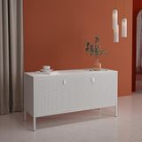 [en.casa] TV meubel Castelli 114x40x60 cm metaal met 3 deuren wit