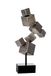 Casablanca Design metalen decoratieve sculptuur kubussen - kubus - zilver-antieke afwerking - zwarte sokkel - hoogte 56 cm