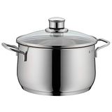 WMF Diadem Plus Kookpan, Diameter 20 cm, Glazen Deksel, Vleespan 3,7 L, Cromargan Gepolijst Roestvrij Staal, Zilver