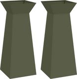 vidaXL Pilarenbak - 2 stuks - Olijfgroen - 40 x 40 x 100 cm
