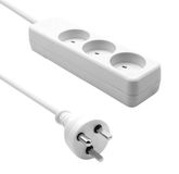 ProXtend verlengsnoer met 3 stopcontacten, 3M, wit, Deens design, model KIT3-KIT03W