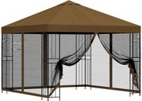 vidaXL Tuinpaviljoen met zijwanden, 3 x 3 meter, taupekleurig