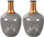 Countryfield Bloemenvaas Firm Big Bottle - 2x - transparant grijs/koper - glas - D15 x H25 cm