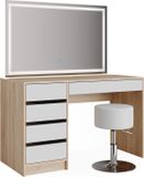 Vicco Sherry Kaptafel set met kruk – 120 cm met LED-spiegel en kruk Wit/Sonoma