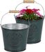 Sunnydays Emmer/plantenpot/bloempot - 2x - zink - petrolblauw - D23 x H22 cm