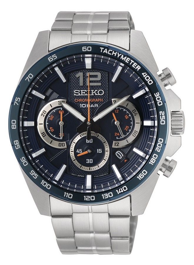 Seiko Herenhorloge SSB345P1 - Chronograaf - Blauw - Zilverkleurig