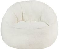 Vente-unique Schelpvormige fauteuil-poef van witte boucléstof FONADO