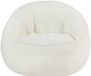 Vente-unique Schelpvormige fauteuil-poef van witte boucléstof FONADO