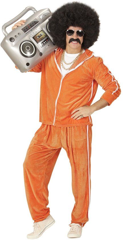 Widmann 80s Trainingspak Maaskant Fluweel Man Small Carnaval kostuum Verkleedkleding