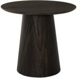 Livingfurn Novero Espresso Salontafel Rond 50cm Eikenhout Metaal Zwart