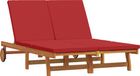 vidaXL Chaise longue marron acacia massif avec coussin dossier réglable