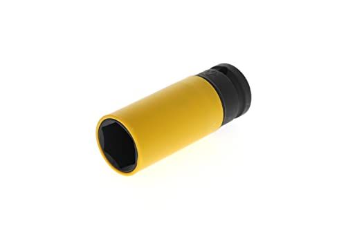 Gedore Krachtschroevendraaier inzetstuk met beschermhuls, moer 1/2\" 12,5 mm aandrijving, 6-kant, SW 22 mm, verkeersgeel, auto/auto, K19 LS 22