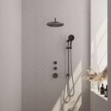 Brauer Gunmetal Carving Thermostatische Regendoucheset Inbouw - Hoofddouche 30 cm - Gebogen Wandarm - Handdouche 3 Standen - Doucheslang - Geintegreerde Glijstang - Gunmetal