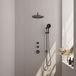 Brauer Gunmetal Carving Thermostatische Regendoucheset Inbouw - Hoofddouche 30 cm - Gebogen Wandarm - Handdouche 3 Standen - Doucheslang - Geintegreerde Glijstang - Gunmetal