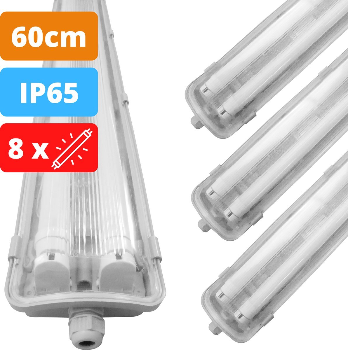 Proventa Proventa® LED TL lampen met armatuur 60cm - IP65 - 4000K - 2160 lumen - 4 stuks