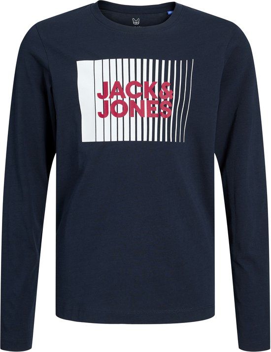 Jack & Jones Junior T-shirt Jjecorp Logo Tee Play Ls O-neck Noo 12244209 Navy Blazer Mannen Maat - 164