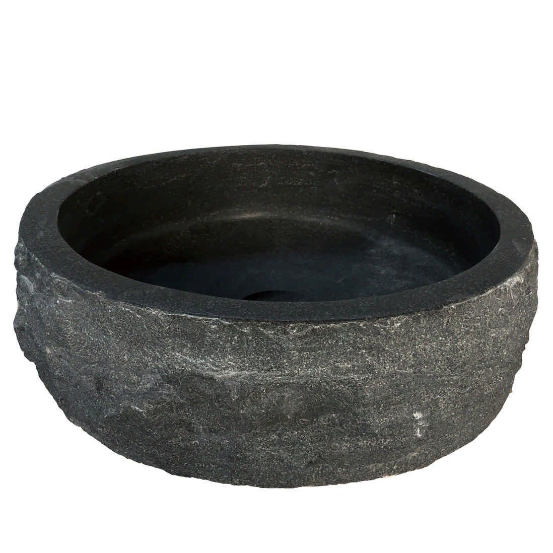 Wiesbaden hamerslag hardstenen opzetwastafel rond 40 x 12 cm antraciet