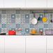 Zelfklevende Azulejos Zelfklevende tegelstickers, zelfklevende cementtegels, mozaïek, wandtegels, badkamer en keuken, cementtegels, 10 x 10 cm, 60 stuks