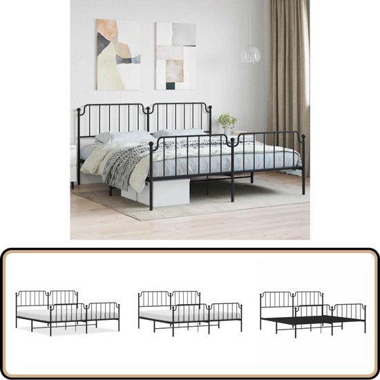 vidaXL Bedframe Metaal Zwart 193x203 cm